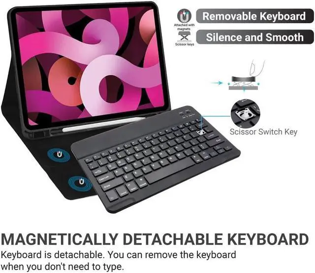 Alt view image 5 of 7 - JIMTAB Ultra-Slim Bluetooth Keyboard 10 Inch Portable Mini Wireless Keyboard Rechargeable for Apple iPad iPhone Samsung Tablet Phone Smartphone iOS Android Windows