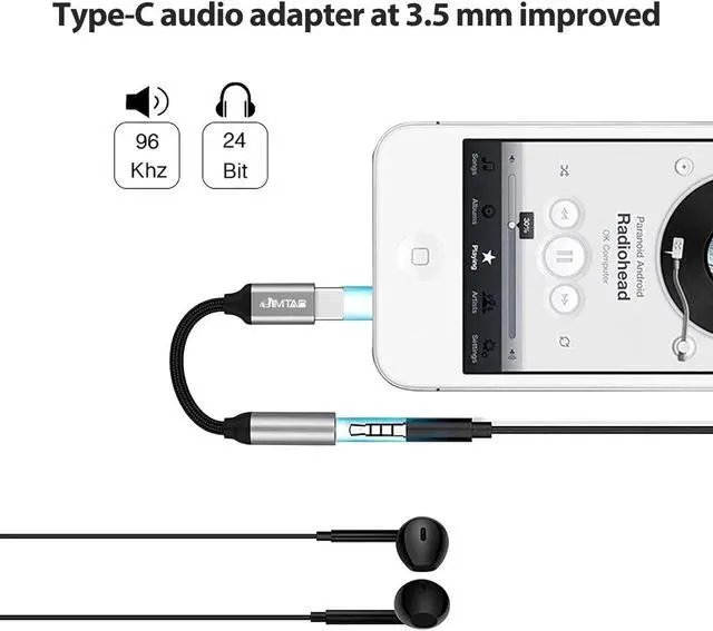 Alt view image 2 of 7 - USB C to 3.5mm Audio Adapter Headphone Jack Adapter, JIMTAB USB C to Aux Audio Dongle Cable Cord Compatible with iPhone 15 Pro Max/15 Pro/15, Samsung Galaxy S24/S23/S22/S21 Ultra, iPad Pro, Pixel 8
