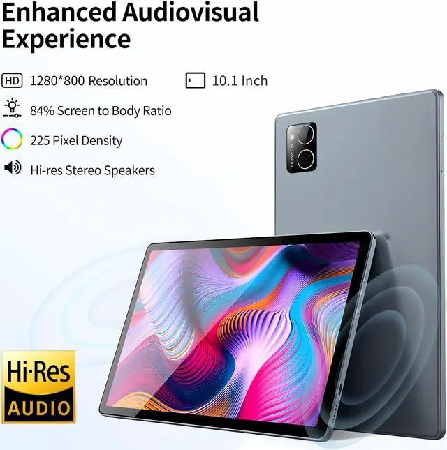 Alt view image 6 of 11 - JIMTAB Android Tablet Octa Core 8 Threads 10 inch Android Tablets, 24GB RAM 128GB ROM Business Game Teach Tablet Include Adapter, Keyboard, Stylus, GPS, WiFi, BT, Google Certificated (Blue Grey)