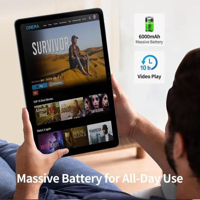 Alt view image 8 of 11 - JIMTAB Android Tablet Octa Core 8 Threads 10 inch Android Tablets, 24GB RAM 128GB ROM Business Game Teach Tablet Include Adapter, Keyboard, Stylus, GPS, WiFi, BT, Google Certificated (Blue Grey)