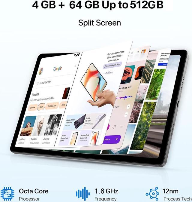 Alt view image 3 of 7 - JIMTAB 2024 Android Tablet Octa Core 10" 2 in 1 Android 13 Tablets, 4GB Ram 64GB Rom Gaming Tablet with USB Adapter, Keyboard, Stylus, Tempered Film, GPS, WiFi, Bluetooth, Google Certificated Tablet