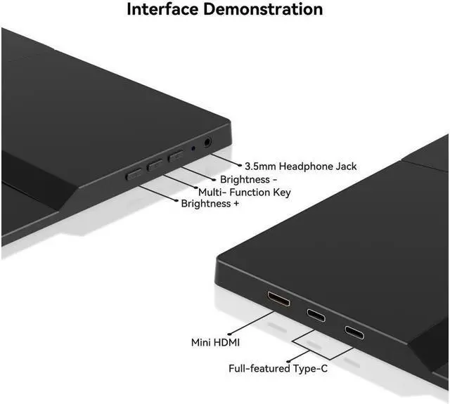 Alt view image 5 of 7 - JIMTAB Portable Monitor 15.6" IPS, FHD 1080P HDR monitor 100% sRGB gaming Monitor with Mini HDMI USB-C Second External Monitor dual speakers for laptop Desktop Phones Tablet PS5/4 Xbox Switch