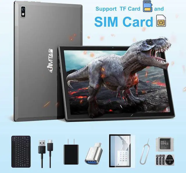 Main image of JIMTAB 2024 Tablet Quad-Core 10.1 inch Android Tablet, 4GB+32GB ROM 512GB Expand, Include Type C Adapter, Keyboard, Dual Speaker, Dual Camera, WiFi, Bluetooth, Google Certificated Tablet