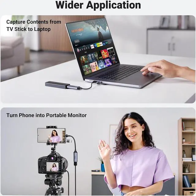 Alt view image 4 of 7 - JIMTAB USB 3.0 USB C to HDMI Video Capture Card, 4K HDMI to USB Capture Card Full HD 1080P USB 3.0 Capture Video and Audio Recording for Gaming, Streaming, Teaching, Video Conference