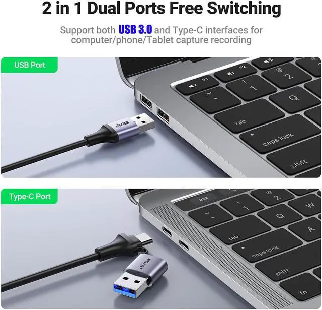 Alt view image 6 of 7 - JIMTAB USB 3.0 USB C to HDMI Video Capture Card, 4K HDMI to USB Capture Card Full HD 1080P USB 3.0 Capture Video and Audio Recording for Gaming, Streaming, Teaching, Video Conference