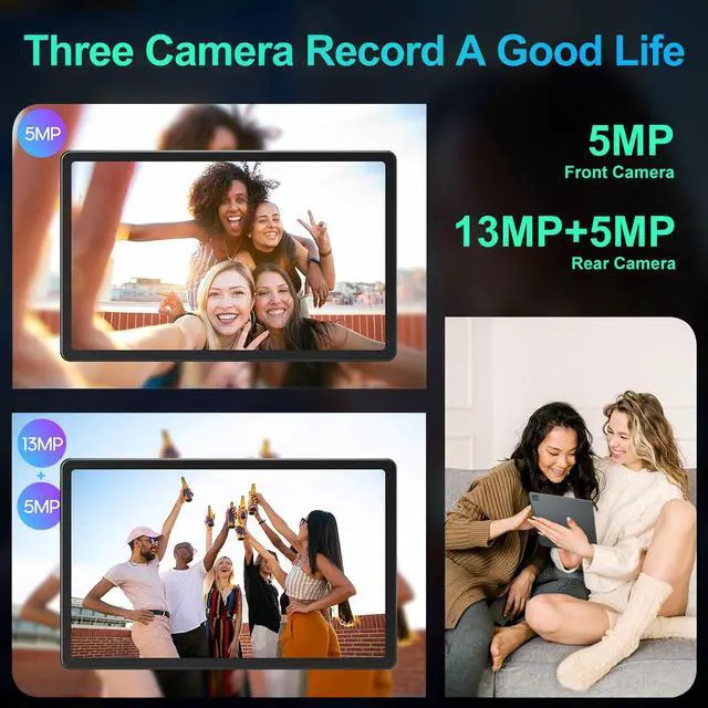 Alt view image 3 of 7 - JIMTAB 2K Vivid Tablet, Smooth HD 4K video 11" Android 14 Tablets, 18GB+128GB Octa Core Gaming Tablet, 13+5MP Camera, Large 9000mAh, Hi-Res Stereo 4 Speakers, Split Screen, Face Recognition