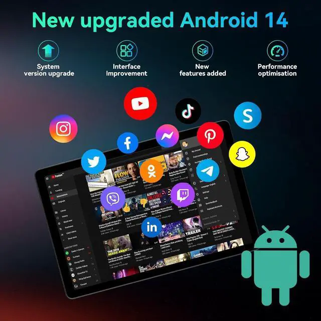 Alt view image 2 of 7 - JIMTAB 2K Vivid Tablet, Smooth HD 4K video 11" Android 14 Tablets, 18GB+128GB Octa Core Gaming Tablet, 13+5MP Camera, Large 9000mAh, Hi-Res Stereo 4 Speakers, Split Screen, Face Recognition