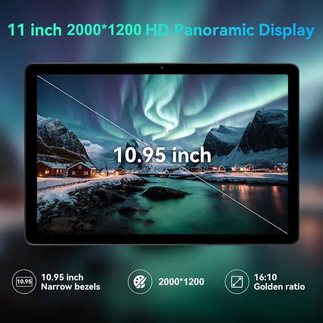 Alt view image 4 of 7 - JIMTAB 2K Vivid Tablet, Smooth HD 4K video 11" Android 14 Tablets, 18GB+128GB Octa Core Gaming Tablet, 13+5MP Camera, Large 9000mAh, Hi-Res Stereo 4 Speakers, Split Screen, Face Recognition
