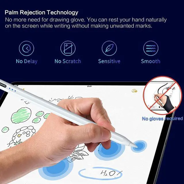 Alt view image 5 of 7 - JIMTAB Apple Pencil for iPad, 13 mins Fast Charging Apple iPad Pencil with Palm Rejection, 4 lights battery level, Compatible with Windows, IOS, Android and Touch-screen Laptops, Tablet, Mobile Phones
