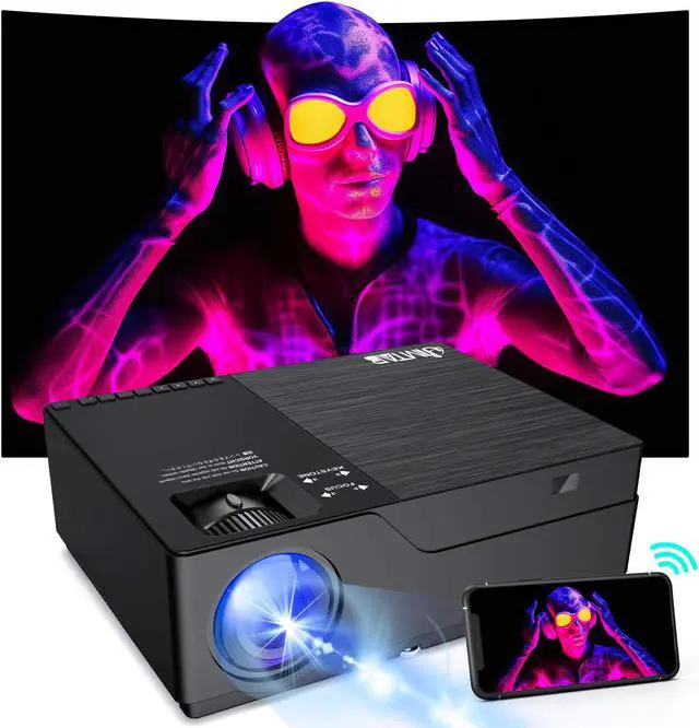 Alt view image 8 of 14 - JIMTAB M18 PRO Native 1080P Video Projector,WiFi HD Projector Support AV,VGA,USB,HDMI, Compatible with Xbox,Laptop,iPhone and Android for Academic Display and Home Theater (Metallic Black(M18 Pro))