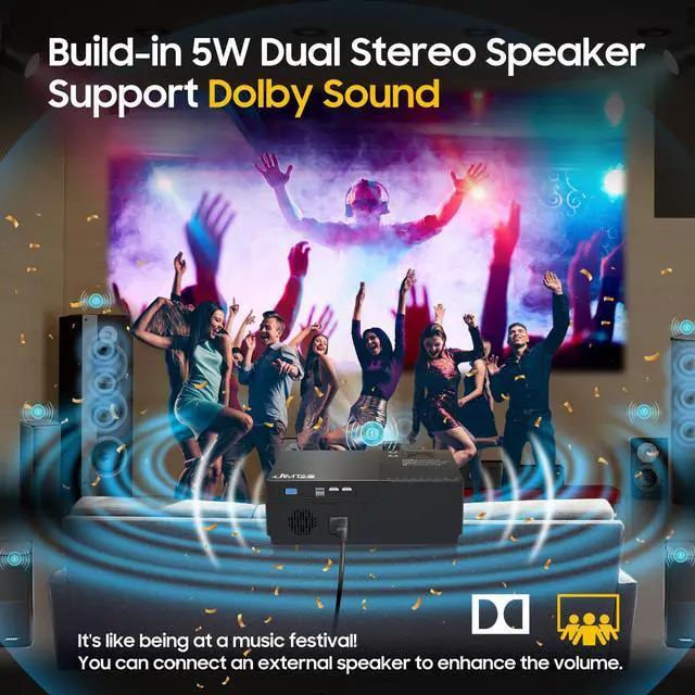 Alt view image 14 of 14 - JIMTAB M18 PRO Native 1080P Video Projector,WiFi HD Projector Support AV,VGA,USB,HDMI, Compatible with Xbox,Laptop,iPhone and Android for Academic Display and Home Theater (Metallic Black(M18 Pro))