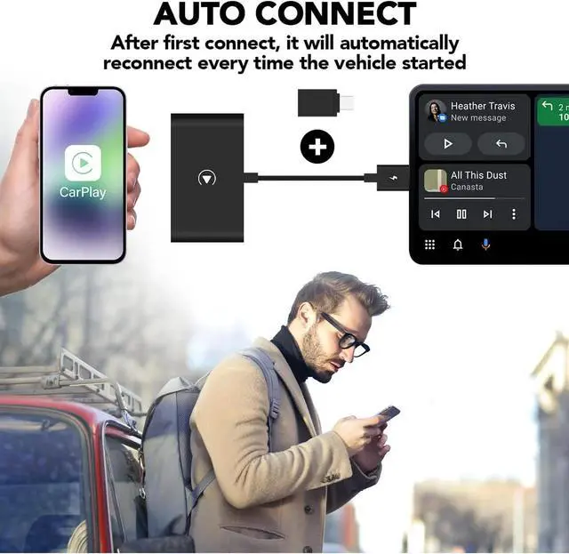 Alt view image 6 of 7 - 2024 Upgrade Wireless Carplay Adapter Usb Plug & Play Apple Carplay Wireless Adapter Black