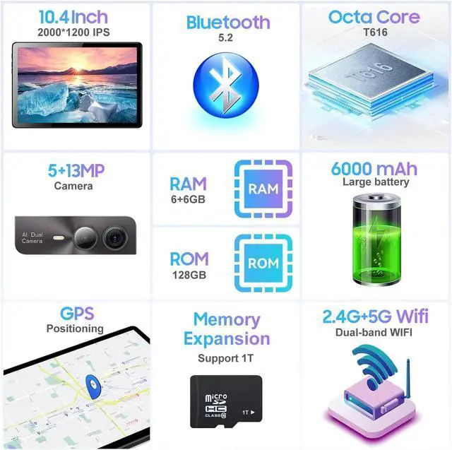 Alt view image 7 of 7 - JIMTAB Android Tablets Octa Core 8 Threads High Performance 11 inch Android Tablet, 12GB RAM 128GB ROM 3 in 1 Business Game Teaching Tablet Include Bluetooth Keyboard, Stylus, USB C Adapter, GPS, WiFi