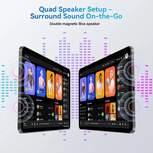 Alt view image 3 of 7 - JIMTAB 2K Vivid Tablet, Smooth HD 4K video 11" Android 14 Tablets, 18GB+128GB Octa Core Gaming Tablet, 13+5MP Camera, Large 9000mAh, Hi-Res Stereo 4 Speakers, Split Screen, Face Recognition Green