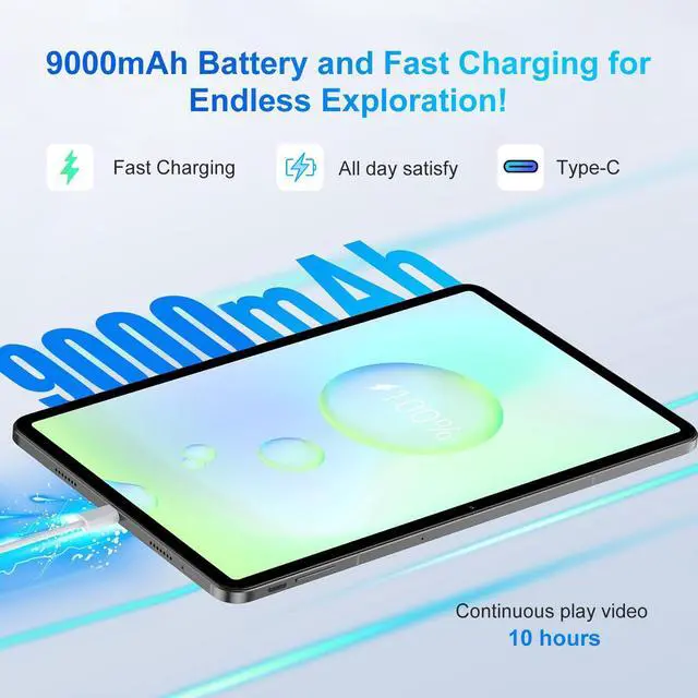 Alt view image 4 of 7 - JIMTAB 2K Vivid Tablet, Smooth HD 4K video 11" Android 14 Tablets, 18GB+128GB Octa Core Gaming Tablet, 13+5MP Camera, Large 9000mAh, Hi-Res Stereo 4 Speakers, Split Screen, Face Recognition Green