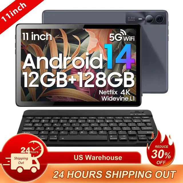 Main image of JIMTAB Android Tablets Octa Core 8 Threads High Performance 11 inch Android Tablet, 12GB RAM 128GB ROM 3 in 1 Business Game Teaching Tablet Include Bluetooth Keyboard, Stylus, USB C Adapter, GPS, WiFi