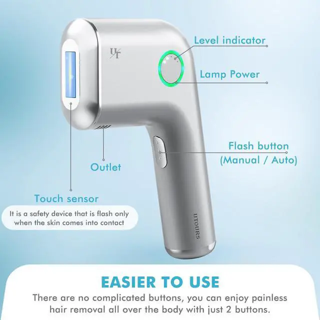 Alt view image 7 of 7 - Summer IPL Laser Hair Removal for Women and Men, Painless Hair Removal Device, Fast Cooling, Safe and Long-Lasting, Reduces Body and Facial Hair Growth