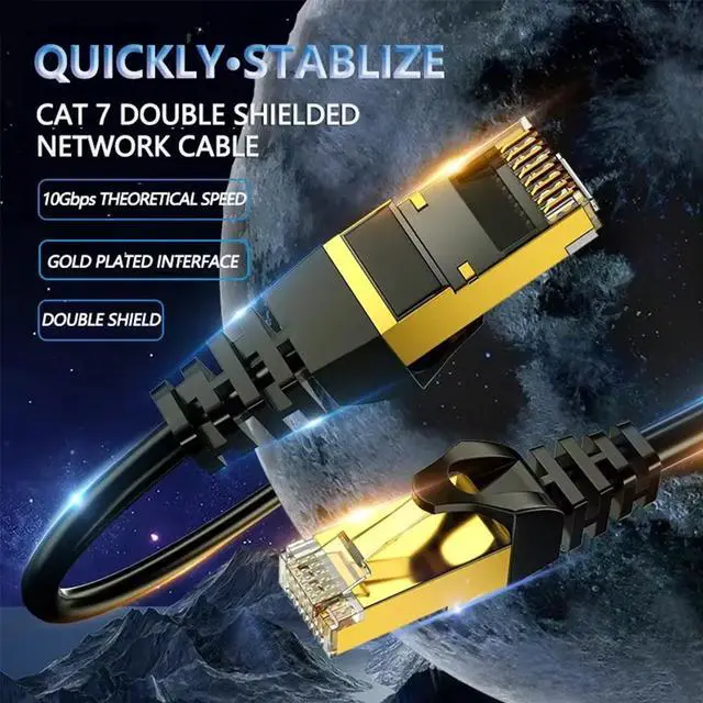 Alt view image 2 of 7 - 10Gbps Cat 7 Shielded Ethernet RJ45 LAN Network Cable Cat7 Flat Patch For Modem Router Loptop PC 10 20 30 50 100 200 300 400 FT