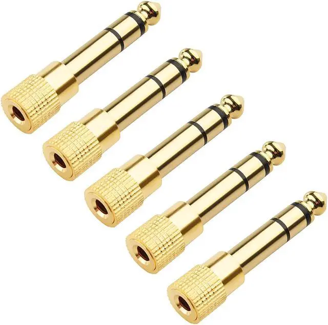 Main image of 5-Pack 1/4 to 1/8 Headphone Adapter 6.35mm to 3.5mm Adapter Male to Female Gold Plated Stereo Headphone 3.5mm to 1/4 Adapter