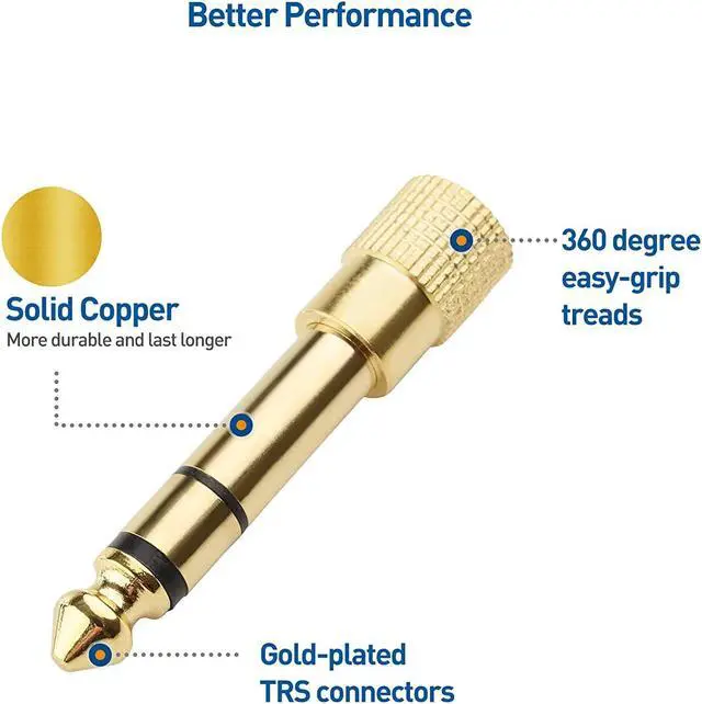 Alt view image 4 of 7 - 5-Pack 1/4 to 1/8 Headphone Adapter 6.35mm to 3.5mm Adapter Male to Female Gold Plated Stereo Headphone 3.5mm to 1/4 Adapter