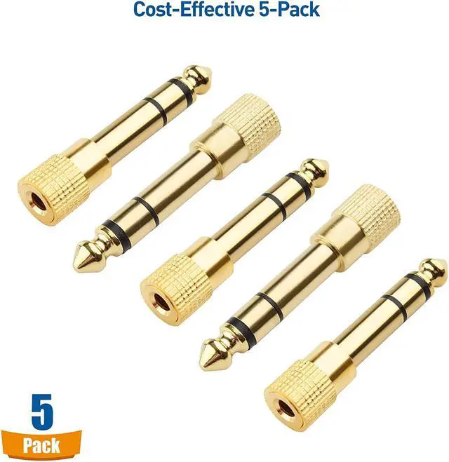 Alt view image 6 of 7 - 5-Pack 1/4 to 1/8 Headphone Adapter 6.35mm to 3.5mm Adapter Male to Female Gold Plated Stereo Headphone 3.5mm to 1/4 Adapter
