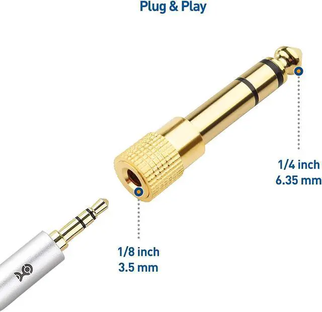 Alt view image 2 of 7 - 5-Pack 1/4 to 1/8 Headphone Adapter 6.35mm to 3.5mm Adapter Male to Female Gold Plated Stereo Headphone 3.5mm to 1/4 Adapter