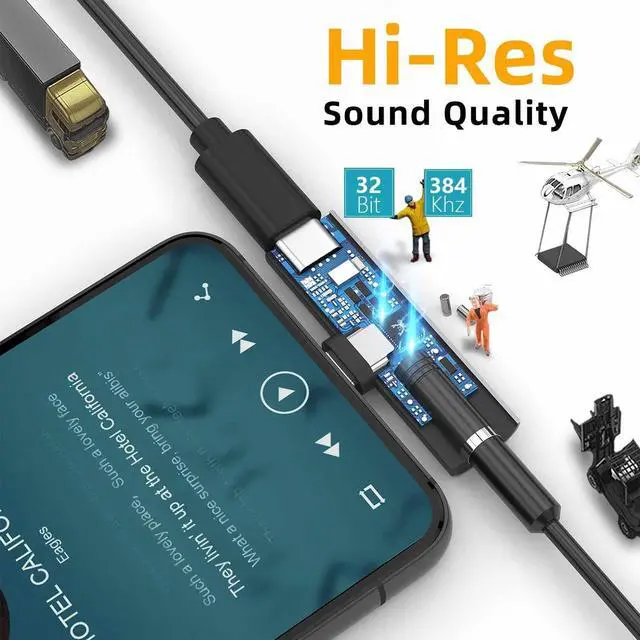Alt view image 5 of 7 - USB C Headphone Adapter 2 in 1 USB C to 3.5mm Headphone Jack HiFi DAC with 27W Fast Charging Dongle Adapter Compatible for iPhone 15 15Pro 15promax  Galaxy S23 S22 S21 S20+ Note 20 Pixel 6/5