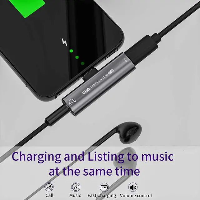 Alt view image 3 of 7 - USB C Headphone Adapter 2 in 1 USB C to 3.5mm Headphone Jack HiFi DAC with 27W Fast Charging Dongle Adapter Compatible for iPhone 15 15Pro 15promax  Galaxy S23 S22 S21 S20+ Note 20 Pixel 6/5