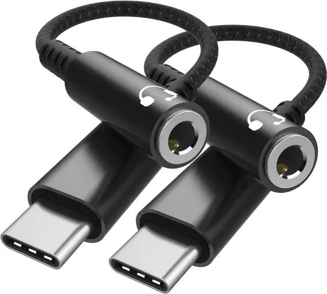 Main image of USB C to 3.5mm Aux Headphones Jack Adapter 2Pack Type C to Headphones Audio Adapter Compatible with Pixel 4 3 2 XL Galaxy S22 S21 S20 Ultra S22+ Note 10 S10 S9 Plus iPad Pro