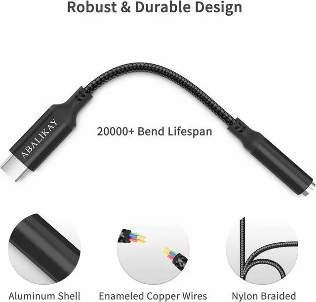 Alt view image 5 of 7 - USB C to 3.5mm Audio Adapter USB C Headphone Adapter USB Type C to Aux Female Headphones Jack Dongle Cable Compatible with Samsung Galaxy S23 S22 S21 S20 Ultra Note 10 20 A53 iPad Pro Air Black