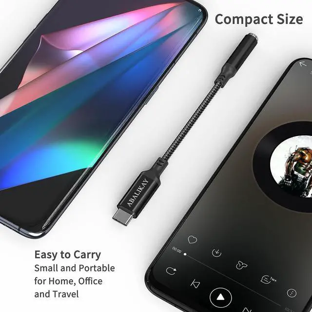 Alt view image 6 of 7 - USB C to 3.5mm Audio Adapter USB C Headphone Adapter USB Type C to Aux Female Headphones Jack Dongle Cable Compatible with Samsung Galaxy S23 S22 S21 S20 Ultra Note 10 20 A53 iPad Pro Air Black