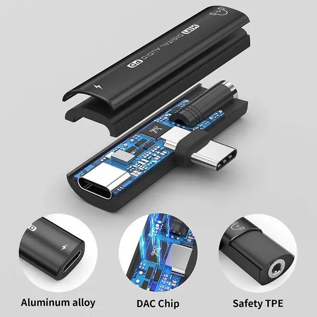 Alt view image 6 of 7 - USB C to 3.5mm Headphone and Charger Adapter 2-in-1 USB Type C to AUX Mic Jack Dongle Cable with PD 60W Fast Charging Compatible with Samsung Galaxy S20 S21+ S22 S23 Ultra Note 20 10 Pixel iPad Pro