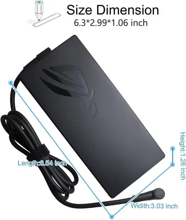 Alt view image 6 of 7 - New 20V 9A 180W 6.0x3.7mm ADP-180TB H AC Adapter for Asus ROG Zephyrus GA502DU GA502D GA502 GA502IU GA401 GA401I GA401II GA401IV Laptop Power Supply