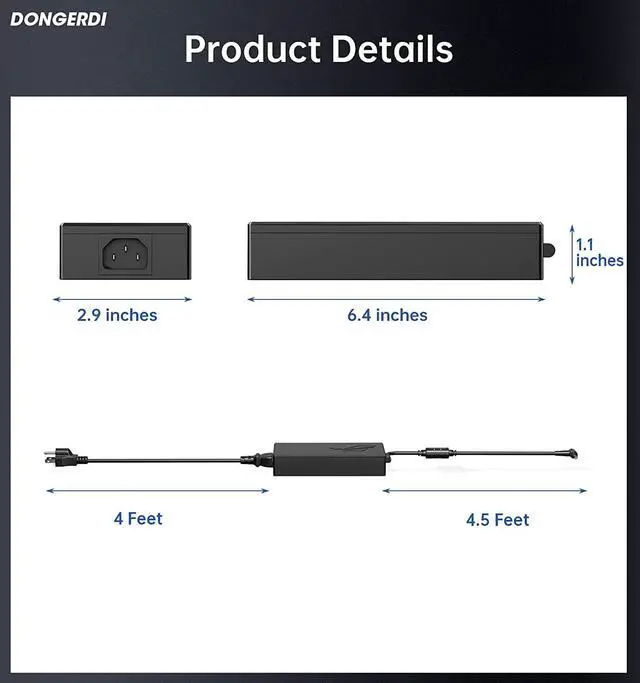 Alt view image 4 of 7 - 240W Zephyrus Charger ADP-240EB B Fit for ASUS ROG Zephyrus G14 G15 M16 G16 S15 S17, ROG Flow X16 GV601, ROG Strix Scar Charger, ASUS 240W Charger