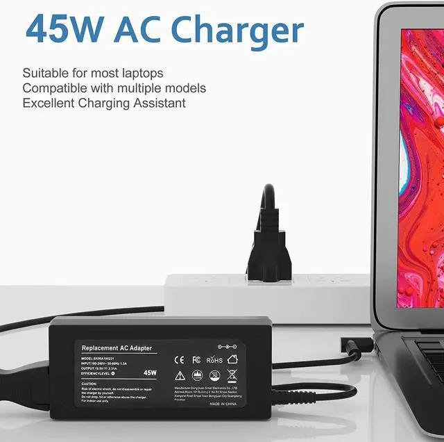 Alt view image 2 of 7 - Laptop Charger 45W Power Cord: Replacement for HP 14 15 15.6 17 Portable Students and Business Laptop Model 741727-001 AC Adapter - 45W 19.5V 2.31A for HP Pavilion/Stream Computer Power Supply
