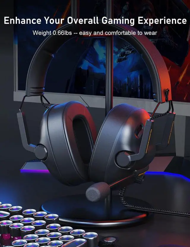 Alt view image 7 of 7 - SENZER SG500 Surround Sound Pro Gaming Headset with Noise Cancelling Microphone - Soft Memory Foam Padding - Portable Foldable Headphones for PC, PS4, PS5, Xbox One, Switch - Black