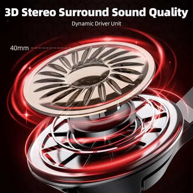 Alt view image 2 of 7 - 2.4Ghz Wireless Gaming Headset for PC PS5 PS4 MacBook with Microphone Over-Ear Bluetooth Gaming Headphones for Cell Phone Soft Earmuff - 40 Hours Playtime Only Wired Mode for Xbox Series Red