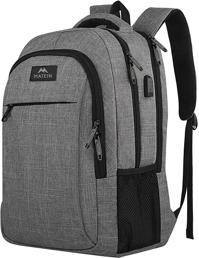 Main image of Matein Travel Laptop Backpack, Business Anti Theft Slim Durable Laptops Backpack with USB Charging Port, Water Resistant College School Computer Bag Gifts for Men & Women Fits 15.6 Inch Notebook, Grey