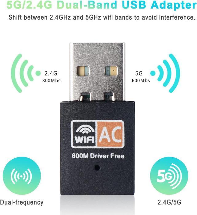 USB WiFi Adapter, 5G/2.4G Dual Band Wireless USB WiFi Adapter for PC, 600Mbps High Speed Adapter for Desktop PC, Linccras WiFi Dongle Support Windows 7/8/10 and Mac Wireless Adapters - Newegg.com