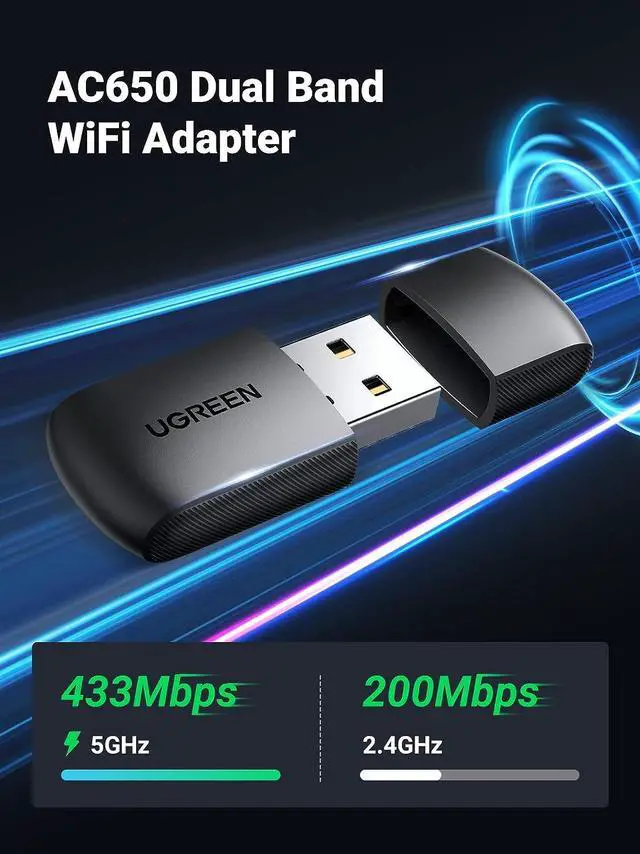Alt view image 2 of 6 - AC650 USB WiFi Adapter for Desktop PC 5G 2.4G Dual Band WiFi Dongle Mini Wireless USB Computer Network Adapter Compatible with Windows 11 10 8.1 8 7