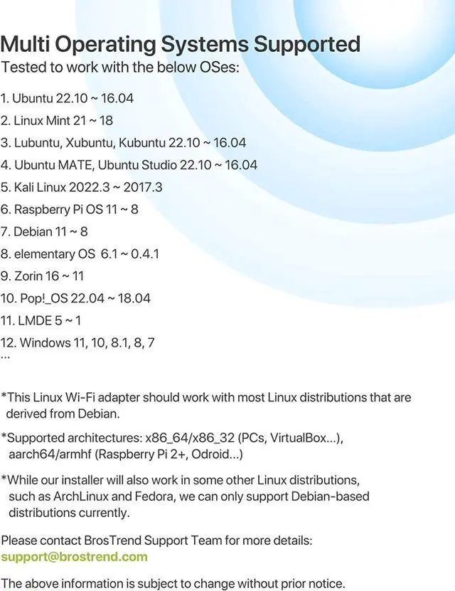 Alt view image 3 of 6 - BrosTrend 650Mbps Linux WiFi Adapter for Ubuntu, Mint, Kali, Debian, Kubuntu, Lubuntu, Xubuntu, Zorin, PureOS, Raspberry Pi 2+, Windows 11/10/8/7, 5GHz/2.4GHz, Long Range External 5dBi Antenna