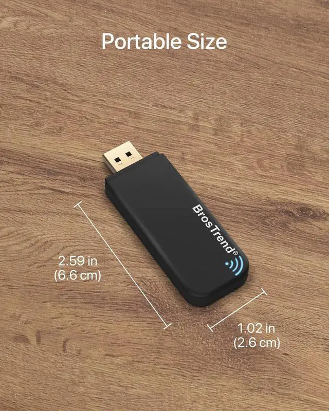 Alt view image 7 of 7 - BrosTrend 1200Mbps USB WiFi Network Adapter for Laptop, Desktop PC of Windows 11/10/8/7, USB 3.0, Wireless Adaptador AC1200 Dual Band 5GHz/2.4GHz