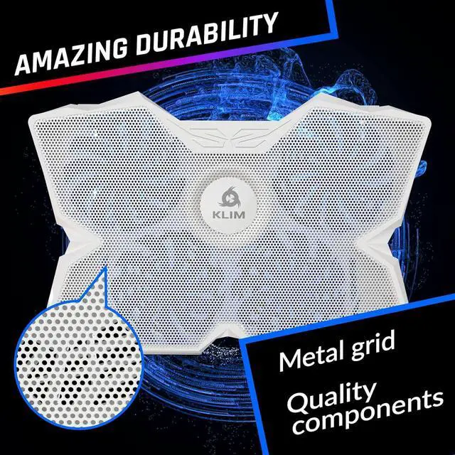 Alt view image 4 of 7 - KLIM Wind Laptop Cooling Pad - More Than 500 000 Units Sold - New 2024 - The Most Powerful Rapid Action Cooling Fan - Laptop Stand with 4 Cooling Fans at 1200 RPM - USB Fan - PS5 PS4 - Full White