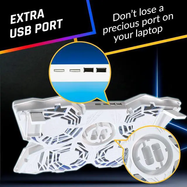 Alt view image 7 of 7 - KLIM Wind Laptop Cooling Pad - More Than 500 000 Units Sold - New 2024 - The Most Powerful Rapid Action Cooling Fan - Laptop Stand with 4 Cooling Fans at 1200 RPM - USB Fan - PS5 PS4 - Full White