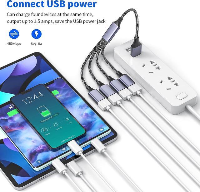 Alt view image 4 of 5 - MOGOOD USB Splitter USB Extension Cable USB Male to 4 USB Female Adapter Multiple USB Port USB 1 Male to 4 Female Power Cord Extension Hub Cable for PC/PS4/MacBook/Laptop/TV/LED Etc