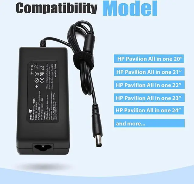 Alt view image 2 of 7 - 90W 19V 4.74A AC Adapter Charger Power Supply for HP Pavilion All-in-One Desktop PC 20-B010 20-B013W 20-B014 21-h010 21-2024 22-3010 22-3020 22-3030 22-3110 23-g010 24-G014 24-F0047C