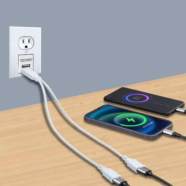 Alt view image 2 of 4 - Dual USB Port Cable, USB Male to 2 Dual USB Female,USB Y Splitter hub Power Cord Extension Adapte,Applicable to Lower Power Devices (Data and for Charging)