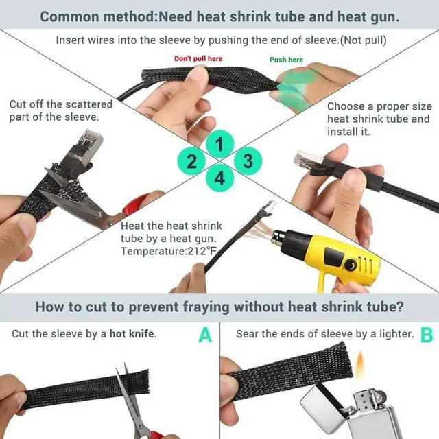 Alt view image 7 of 7 - Expandable Braided Sleeving 300Ft-1/2 inch Wire Loom, Aibole Braided Cable Sleeve Wire Wrap,Black