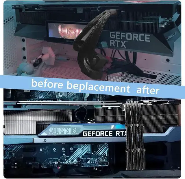 Alt view image 5 of 7 - SYBECHATF RTX 4090 4080 4070TI 16Pin(12+4) to 4x8Pin PCI-E 5.0 Sleeved Extension Cable,12Pin to 4x8Pin Compatible 4090 4080 4070TI Series and RTX3090ti,14inch with Cable Combs (16AWG/White)