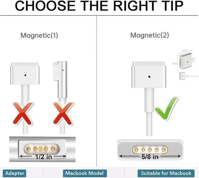 Alt view image 4 of 7 - Mac Book Pro Charger, AC 85w Magnetic T-Tip Power Adapter Charger Compatible with MacBook Pro 17/15/13 Inch (Retina, 2012-2015)